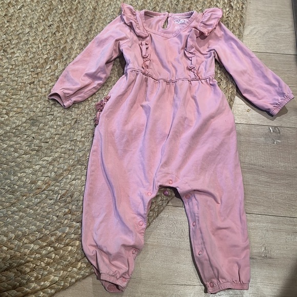 ruffle butts Long Sleeve Ruffle Jumpsuit pink 2T - Picture 3 of 6